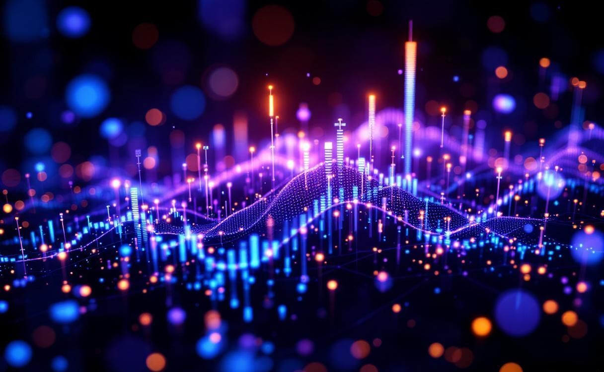 Holographic data visualization showing audience segments and demographic clusters