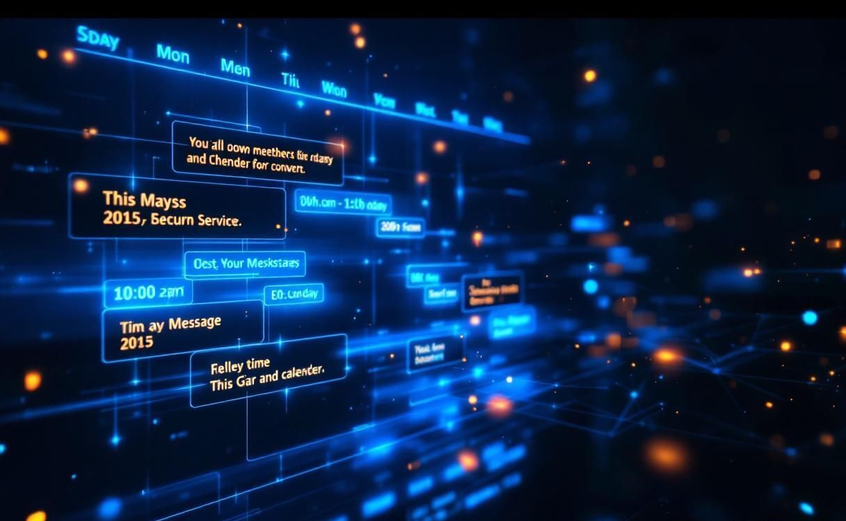 Holographic calendar with scheduled messages floating at different time slots