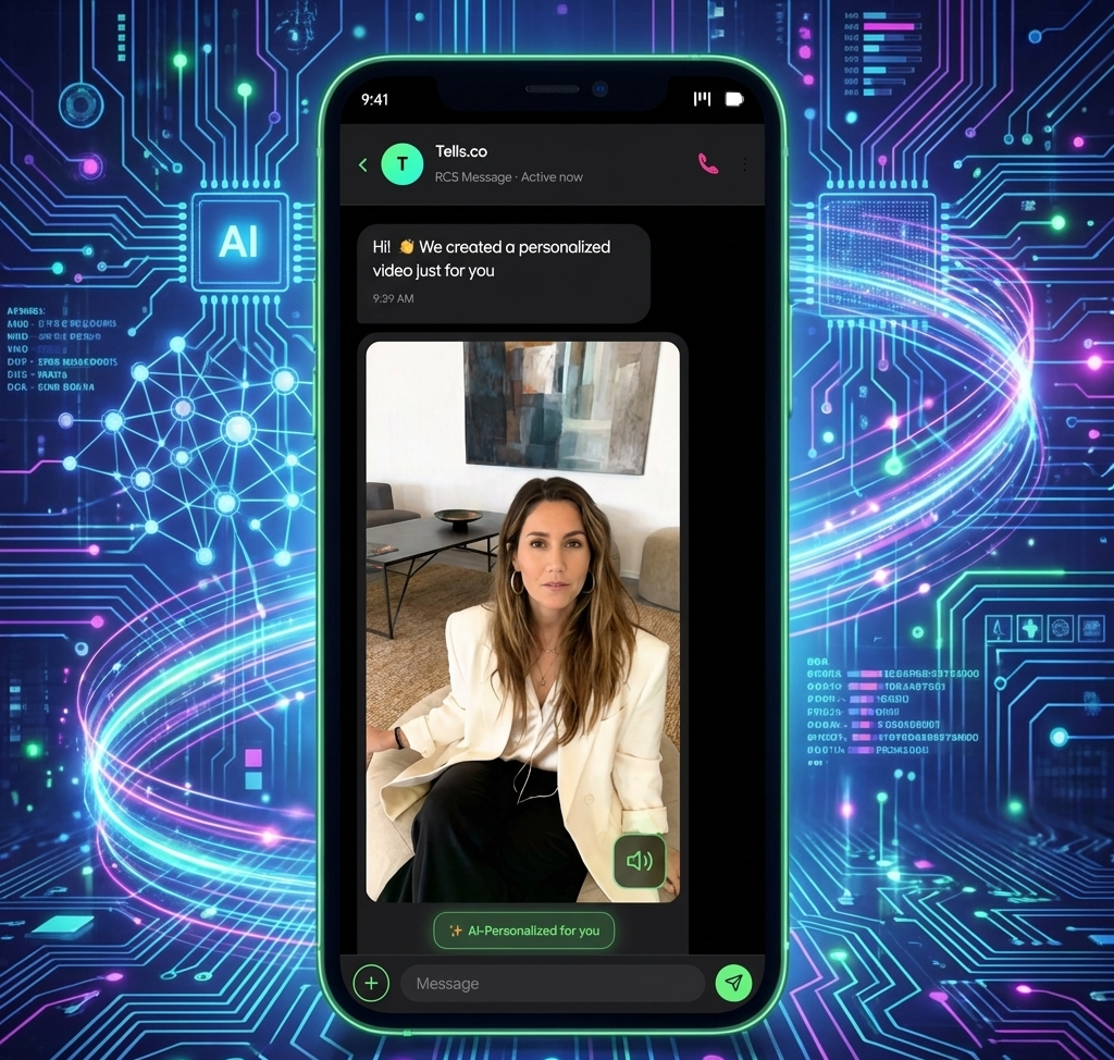 RCS carousel marketing message showing multiple product cards with CTA buttons and rich media